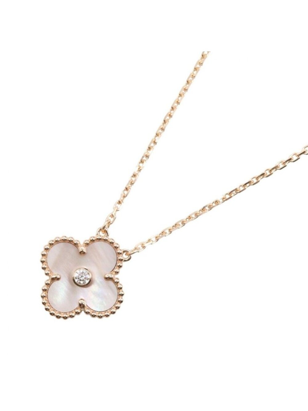 Van Cleef & Arpels Necklace Vintage Alhambra 37 41.5 18K Pink Gold Diamond